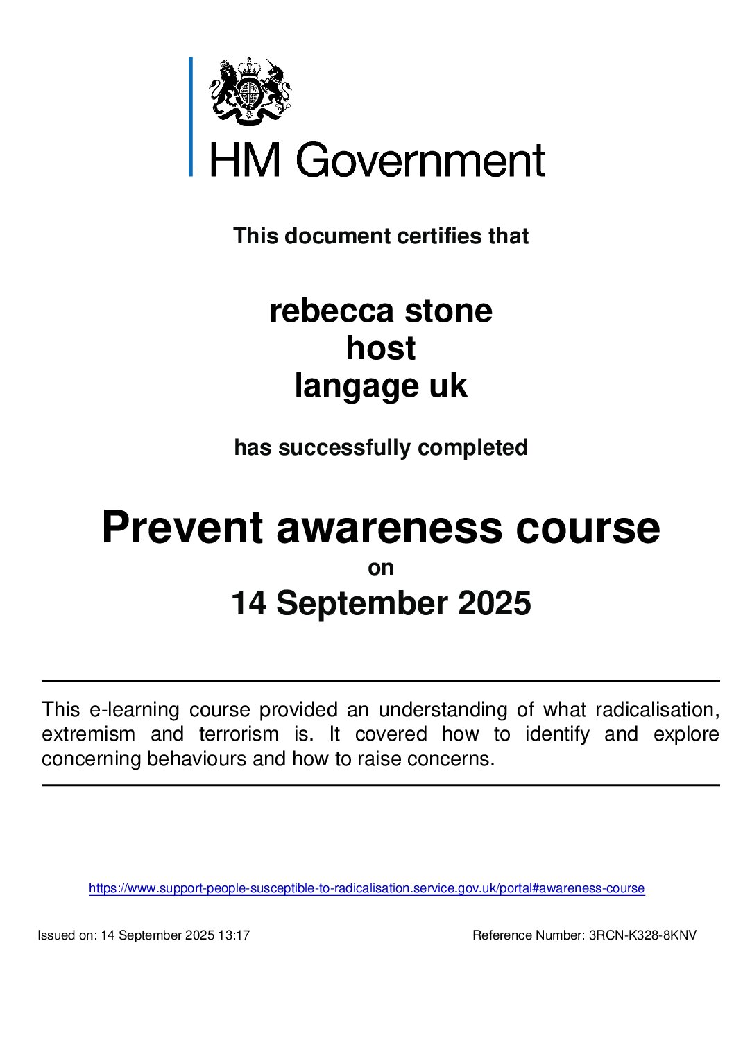 Prevent Awareness Training
