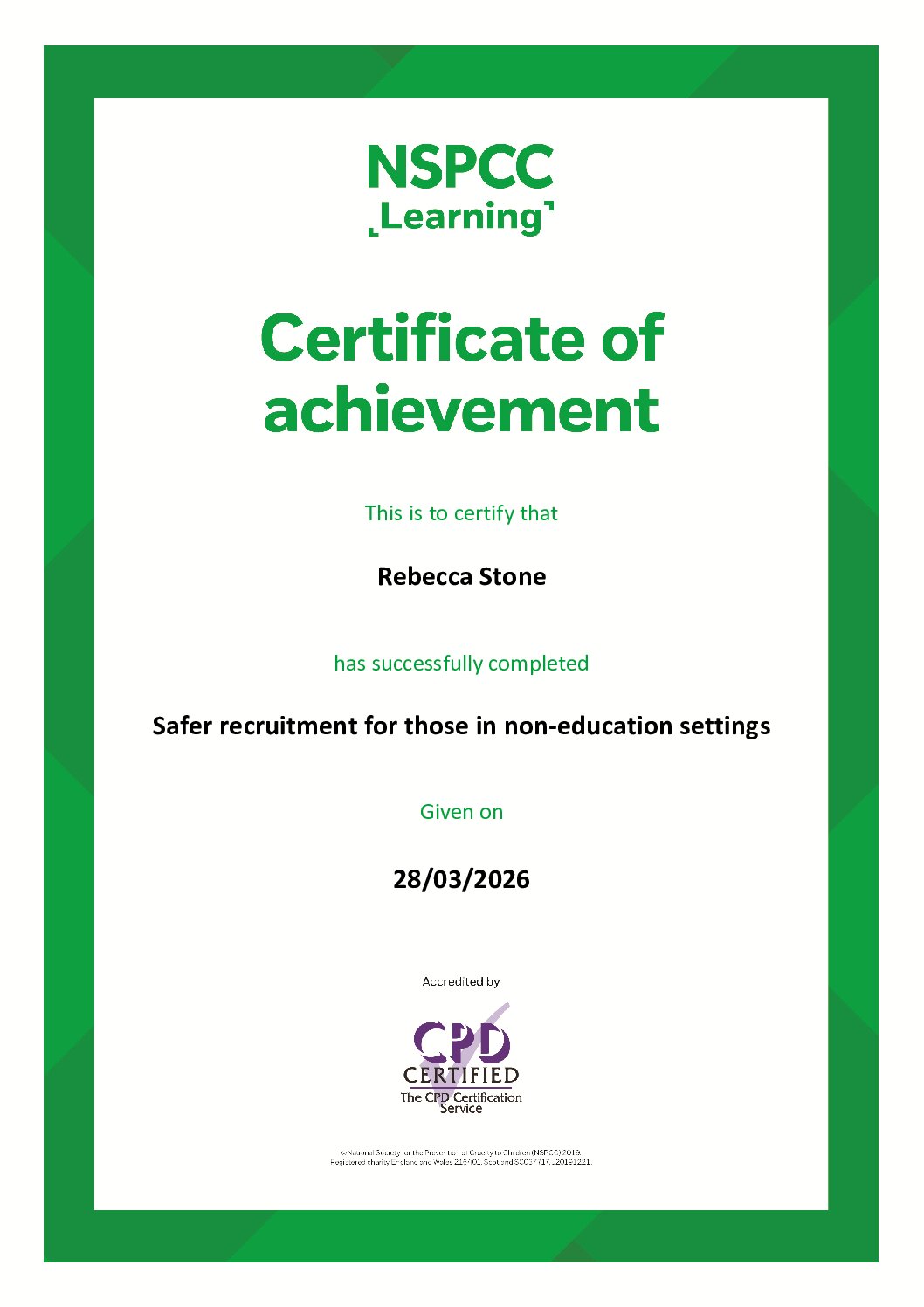 NSPCC Safeguarding & Child Protection Training – Rebecca Stone