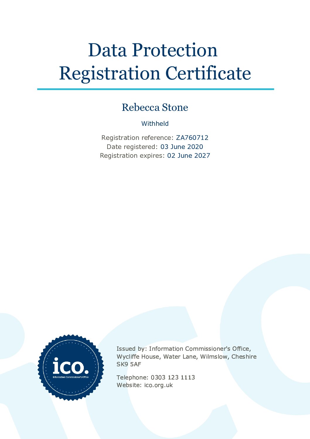 ICO Registration Certificate
