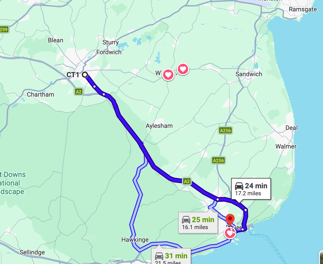 Map showing Home From Home Canterbury and nearby independent schools in Kent