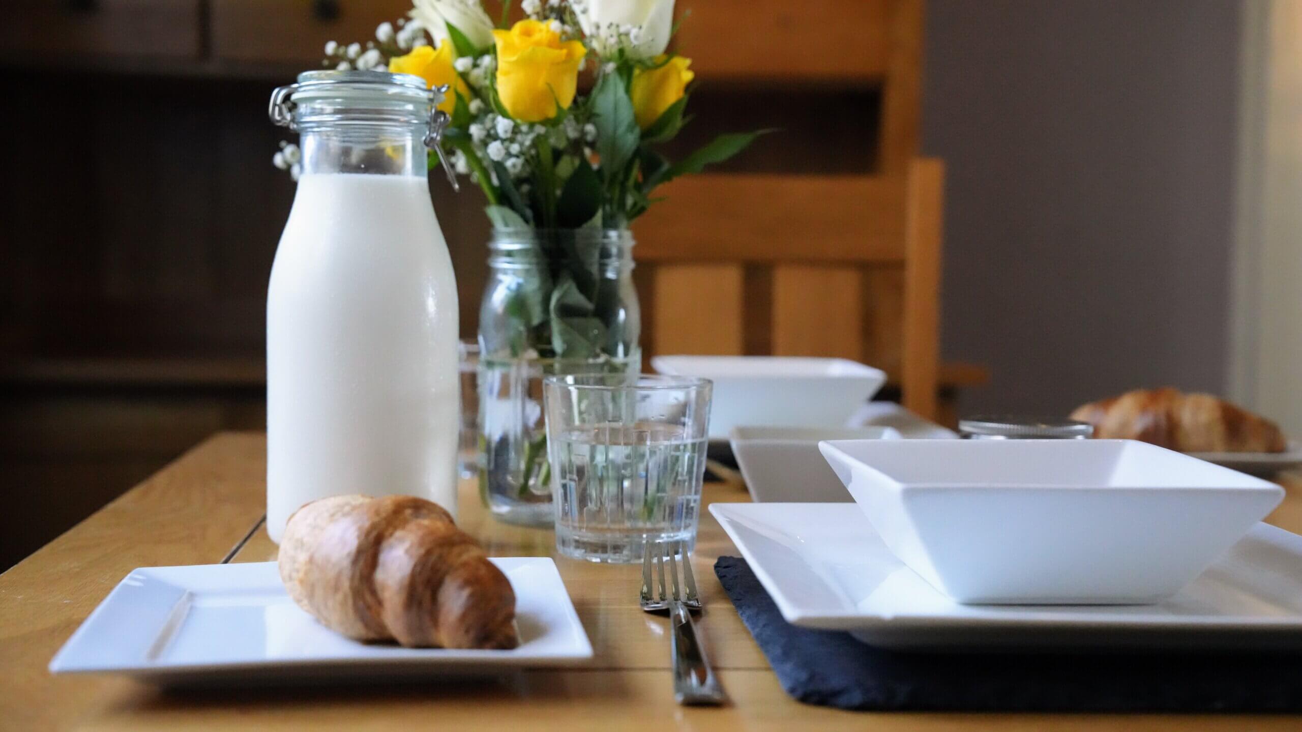 Breakfast table prepared for students at Home From Home Canterbury